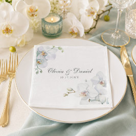 Servilleta De Papel Boda de orquídea blanca elegante moderna
