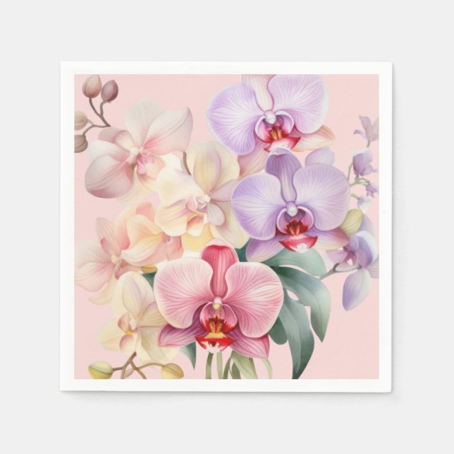 Servilleta De Papel Boda de orquídeas arcoíris de Patel (Anverso)