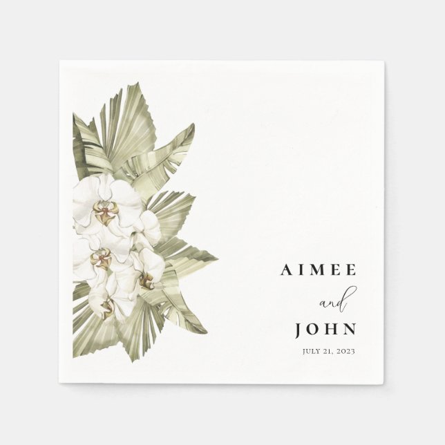 Servilleta De Papel Boda de orquídeas blancas (Anverso)