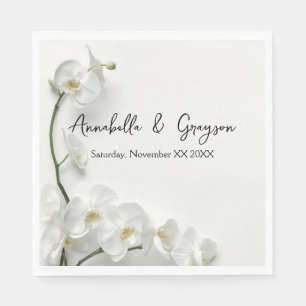 Servilleta De Papel Boda de Orquídeas Blancas Elegantes