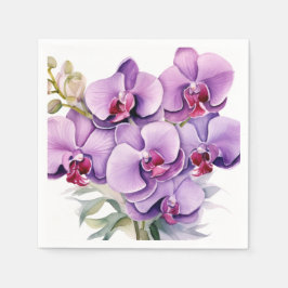 Servilleta De Papel Boda de orquídeas púrpuras y blancas