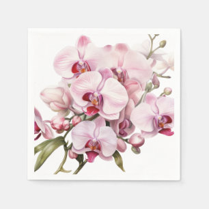 Servilleta De Papel Boda de orquídeas rosadas y blancas