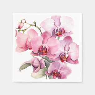 Servilleta De Papel Boda de orquídeas rosadas y púrpuras