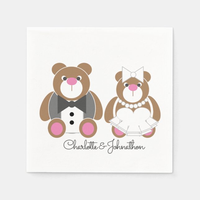 Servilleta De Papel Boda de oso de peluche (Anverso)
