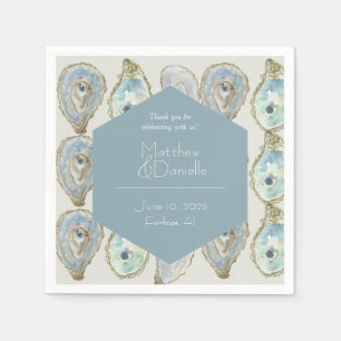 Servilleta De Papel Boda de ostras acuáticas - azul turbio