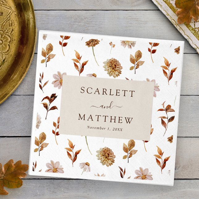 Servilleta De Papel Boda de otoño (White Fall Leaves Wedding Napkins by Painted Paperie
)