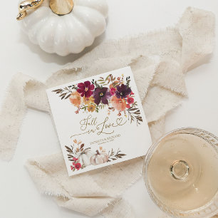Servilleta De Papel Boda de Otoño Burgundy Floral Blanca Calabaza