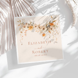 Servilleta De Papel Boda de Otoño con Boho Terracota Flores Silvestres