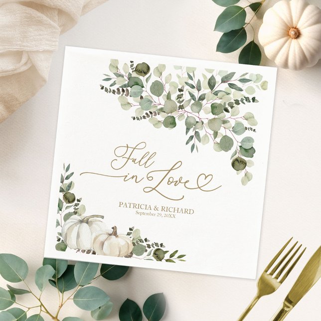 Servilleta De Papel Boda de Otoño con Calabaza y Verdor (Subido por el creador)