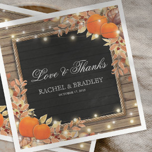 Servilleta De Papel Boda de otoño con luces rústicas de campo