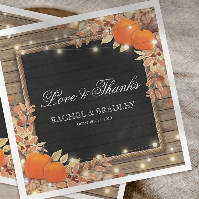 Servilleta De Papel Boda de otoño con luces rústicas de campo (Subido por el creador)