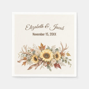 Servilleta De Papel Boda de Otoño Cuerna de Ciervo y Girasoles