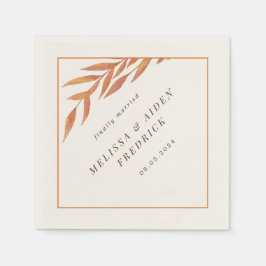 Servilleta De Papel Boda de otoño de rama simple Naranja