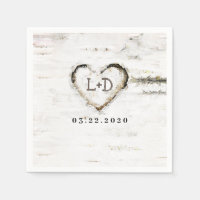 Boda de otoño en Birch Bark Heart Rustic Woodland