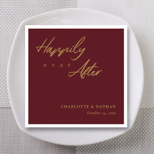 Servilleta De Papel Boda de Otoño en Burgundy Gold