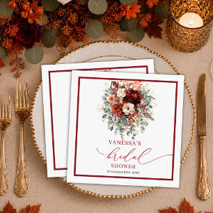 Servilleta De Papel Boda de otoño floral en terracota dorada y burgund
