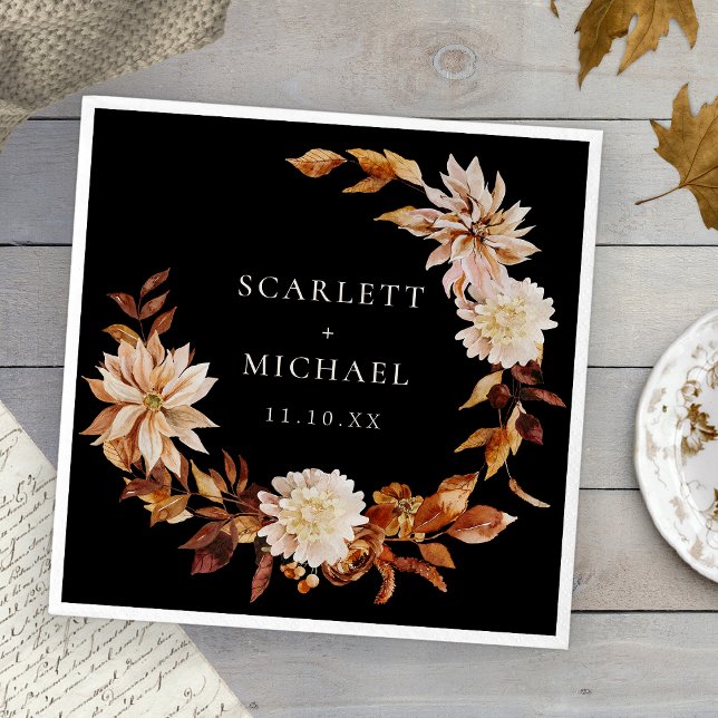 Servilleta De Papel Boda de Otoño Negra (Black Fall Wedding Napkins
)
