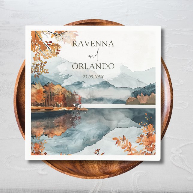 Servilleta De Papel Boda de Otoño Rústico en Lago de Montaña (Subido por el creador)