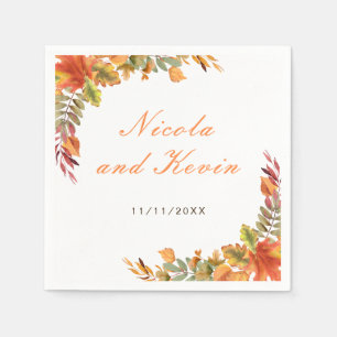 Servilleta De Papel Boda de Otoño Rústico Hojas de Agradecimiento