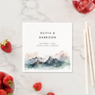 Servilleta De Papel Boda de paisaje de montaña acuático moderno