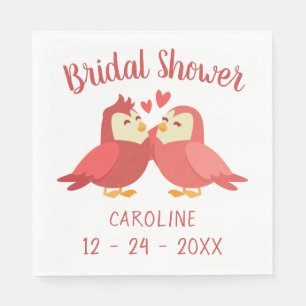 Servilleta De Papel Boda de Pájaros de Amor Lindos Rojo Burdeos Nupcia