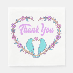 Servilleta De Papel Boda de pájaros de amor y corazón púrpura floral g
