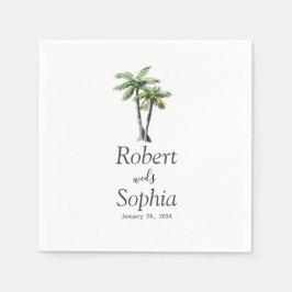 Servilleta De Papel Boda de palmeras acuáticas modernas