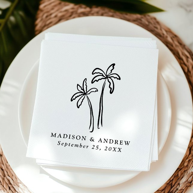 Servilleta De Papel Boda de palmeras negras de mano modernas (Subido por el creador)