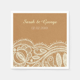 Servilleta De Papel Boda de papel de encaje y Kraft