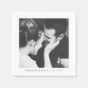 Servilleta De Papel Boda de pareja foto personalizada minimalista negr