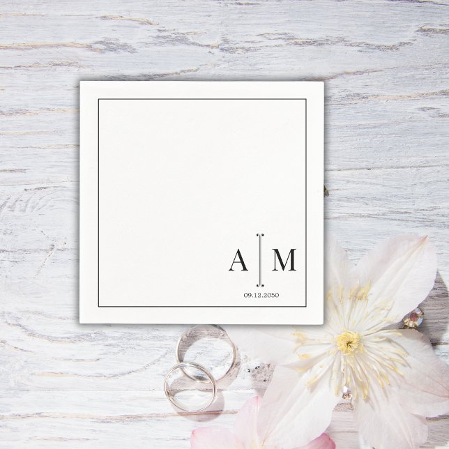 Servilleta De Papel Boda de Pareja Monograma con Borde Simple (Subido por el creador)
