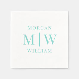 Servilleta De Papel Boda de Pareja Simple 2 Iniciales Nombre VS Colore