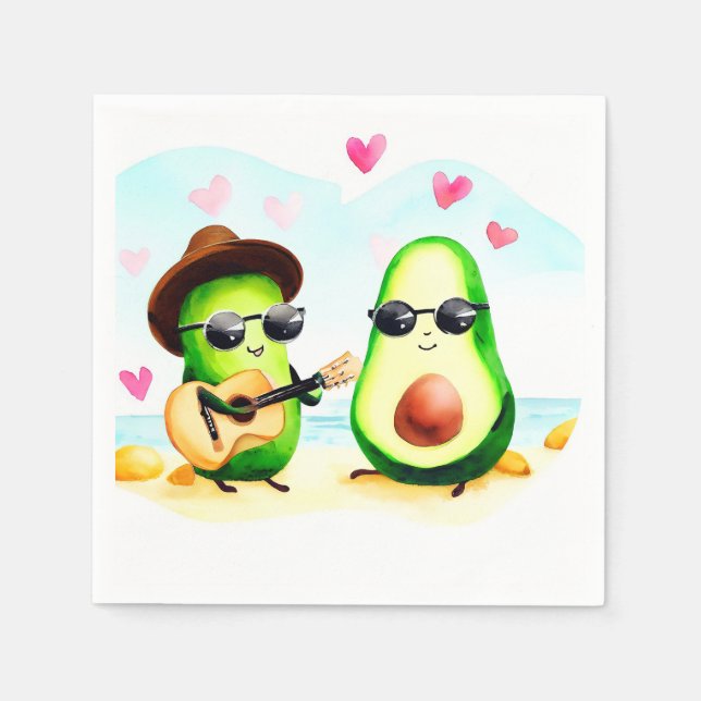 Servilleta De Papel Boda de parejas de aguacate (Anverso)