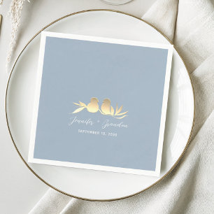 Servilleta De Papel Boda de parejas de oro azul polvoriento