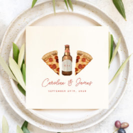 Servilleta De Papel Boda de parejas informales Pizza y Cerveza Despedi