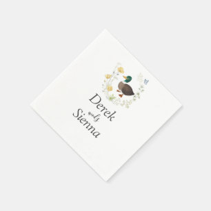 Servilleta De Papel Boda de Pato Real con Flor Silvestre