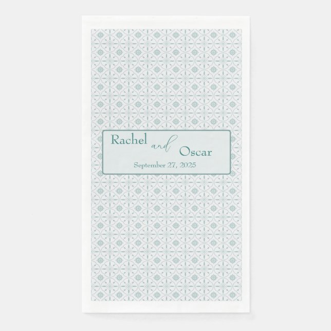 Servilleta De Papel Boda de patrón azul Pastel (Anverso)