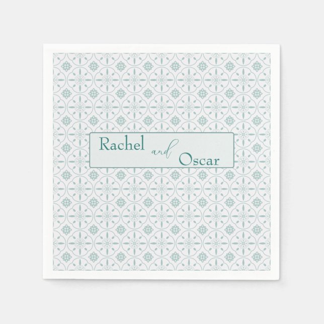 Servilleta De Papel Boda de patrón azul Pastel (Anverso)