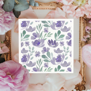 Servilleta De Papel Boda de patrón floral púrpura boho