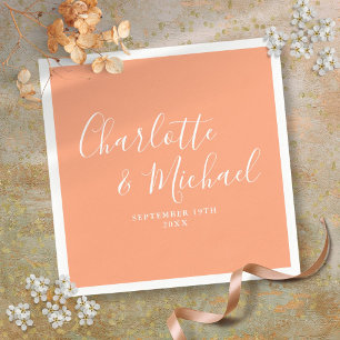 Servilleta De Papel Boda de Peach Elegant Signature Script