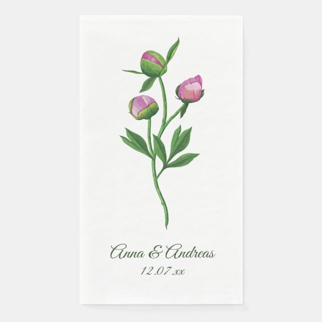 Servilleta De Papel Boda de Peonía (Anverso)