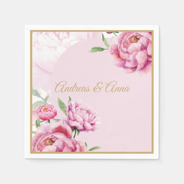 Servilleta De Papel Boda de Peonía (Anverso)