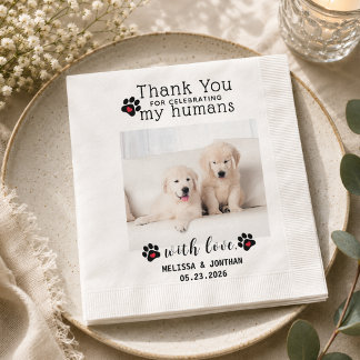 Servilleta De Papel Boda de Perro Agradecimiento Foto de Mascota Perso