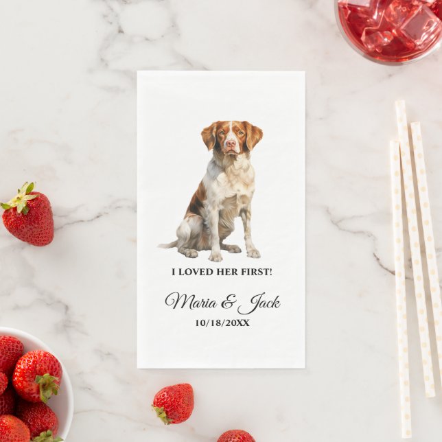 Servilleta De Papel Boda de Perro Brittany Spaniel Cena (In situ)