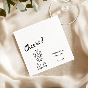 Servilleta De Papel Boda de perro bulldog francés dibujado a mano pers