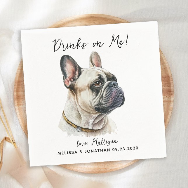 Servilleta De Papel Boda de perro Bulldog francés personalizado (Subido por el creador)