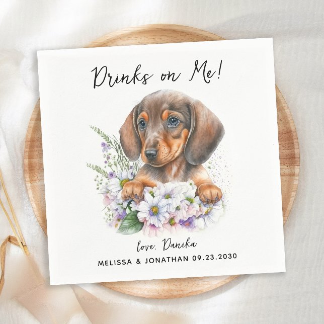 Servilleta De Papel Boda de perro cóctel Dachshund personalizado (Subido por el creador)