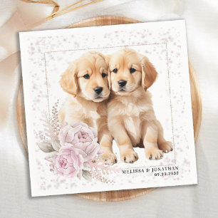 Servilleta De Papel Boda de perro con recuperador de oro de flores ros