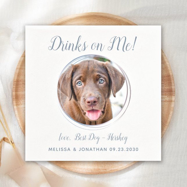 Servilleta De Papel Boda de perro Mascota moderno de Personalizado azu (Subido por el creador)