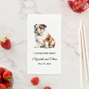 Servilleta De Papel Boda de perro personalizada de Bulldog